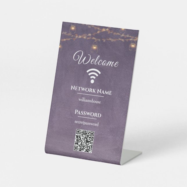 Familiengast Elegantes WIFI-Kennwort für Unternehm Sockelschild (Vorderseite)