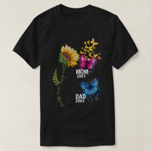 Familiengedächtnis Sonnenblumen und Schmetterlings T-Shirt