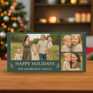 Familiengrüner Happy Holidays 3 Foto Botanisch Feiertagskarte