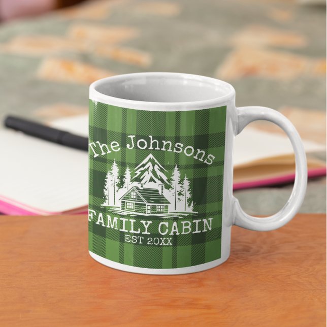 Familienhaus Green Kariert Themed Name Personalisi Kaffeetasse (Von Creator hochgeladen)