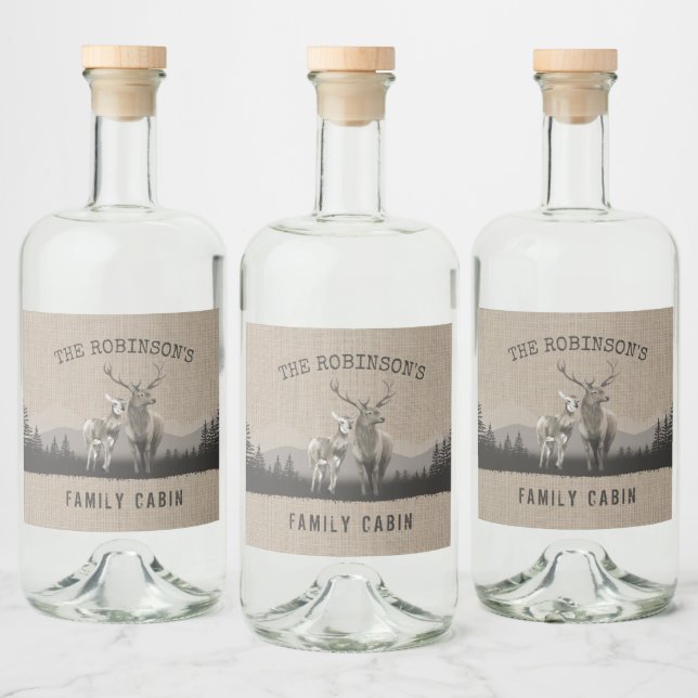 Familienhaus Hirschbaumwald Burlap Labels Alkoholflaschenetikett (Flaschen)