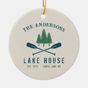 Familienhaus Modernes Rustikales Boat Oar Pine Tre Keramik Ornament