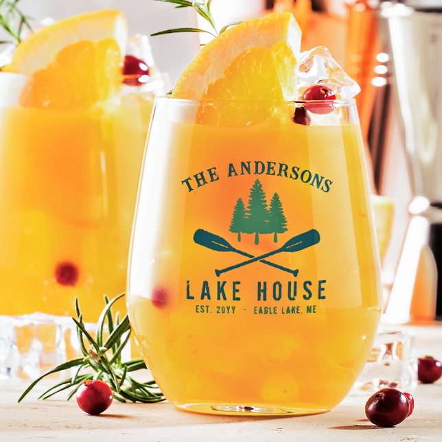 Familienhaus Modernes Rustikales Boat Oar Pine Tre Weinglas Ohne Stiel (Von Creator hochgeladen)