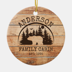 Familienhaus-Name Personalisiert Rustikales Holz Keramik Ornament