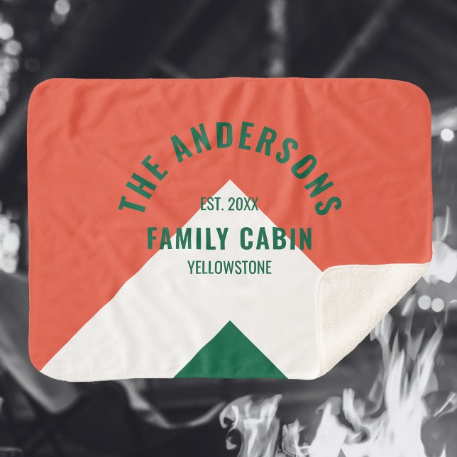 Familienhaus Personalisiert Name Red Navy Retro Sherpadecke (Von Creator hochgeladen)