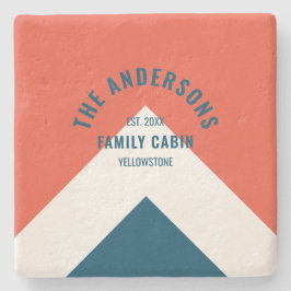 Familienhaus Personalisiert Name Red Navy Retro Steinuntersetzer