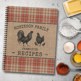 Familienhaus Rooster Hen Red Kariert Recia Notizbuch
