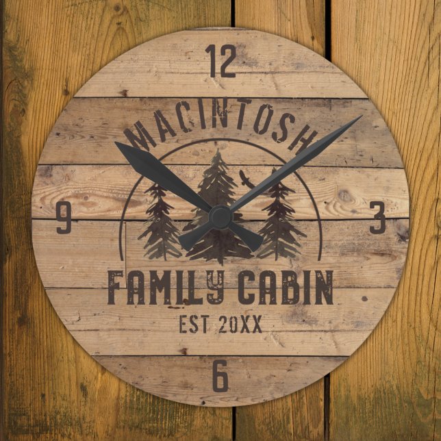 Familienhaus Rustikales Holz Personalisiert Runde Wanduhr (Von Creator hochgeladen)