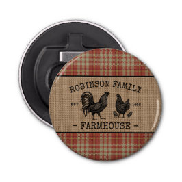 Familienhaus Vintag Red Kariert Burlap Flaschenöffner