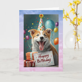 Familienhund Geburtstag, 5 Zoll x 7 Zoll Faltkarte Karte