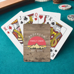 Familienhütte Rustikal Retro Bäume Familienname  Spielkarten