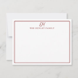 Familieninitial Dunkelrote Umrandung Monogramm Bri Mitteilungskarte