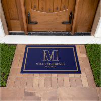 Familienjahr Monogramm Navy Blau Weiß D