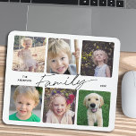Familienkalligraphie 6 Foto Collage Mouse Pad Mousepad<br><div class="desc">Dieses einfache Mauspad bietet Ihnen 6 Fotos,  um Ihre Lieblingsbilder von Familienmitgliedern hinzuzufügen. Moderne Kalligraphie im Handschriftenstil lautet: "Family" Custom text erlaubt Ihnen,  Ihren Familiennamen und das Jahr hinzuzufügen.</div>