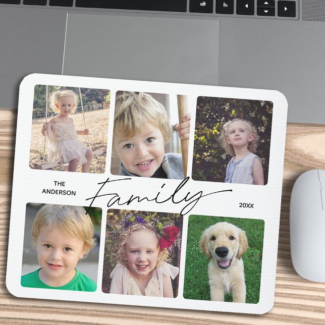 Familienkalligraphie 6 Foto Collage Mouse Pad Mousepad (Von Creator hochgeladen)