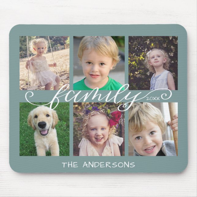 Familienkalligraphie | 6 FotoCollage Mousepad (Vorne)