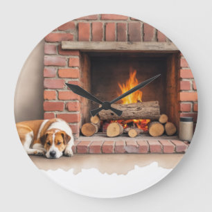 Familienkamin Große Wanduhr