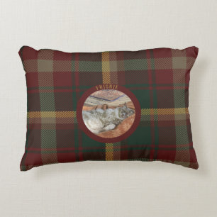 Familienkatze Ahornblatt-Tartan-Bett anpassen Dekokissen