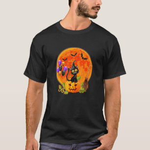 Familienkatze Katze und Mond Halloween-Kostüm Feie T-Shirt