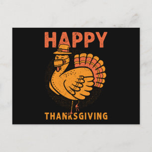 Familienkids kommen glücklich Thanksgiving Pajama Postkarte