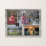 Familienkollektion 4 Foto auf rustikalem Holzmonog Puzzle<br><div class="desc">Foto-Collage PuzzleSie können es personalisieren und fügen Sie Ihre schönsten Fotos,  Monogramm und Familiennamen. Großer Spaß !</div>
