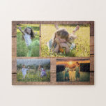 Familienkollektion 4 Fotos aus rustikalem Holz Puzzle<br><div class="desc">Foto Collage Jigsaw Puzzle Sie können personalisieren und fügen Sie Ihre schönsten Fotos. Großer Spaß !</div>