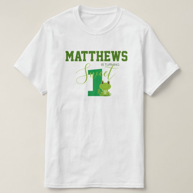 Familienkongruenz Frosch 1. Geburtstag Party T-Shirt (Design vorne)