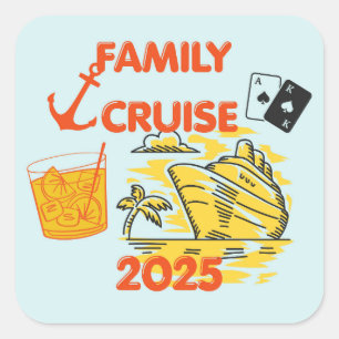 Familienkreuzfahrt 2025 quadratischer aufkleber