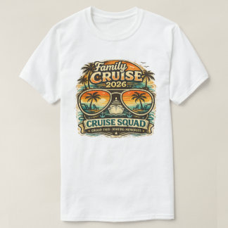 Familienkreuzfahrt 2026 Retro-Sonnenuntergangs-Des T-Shirt