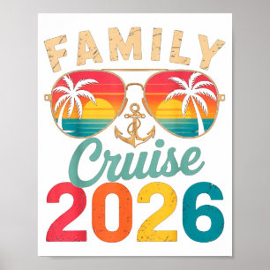 Familienkreuzfahrt 2026 Sommerferien Illustration Poster