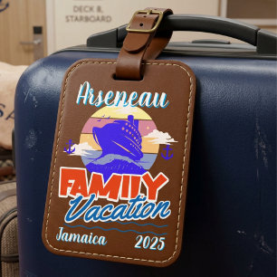 Familienkreuzfahrt Braun/Blau Urlaub Personalisier Gepäckanhänger