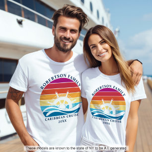 Familienkreuzfahrt Nautisches Schiffsruder Retro-S T-Shirt