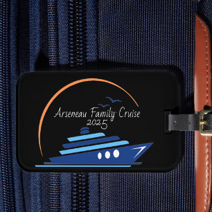 Familienkreuzfahrt Schwarz mit Orange/Blau Gepäckanhänger
