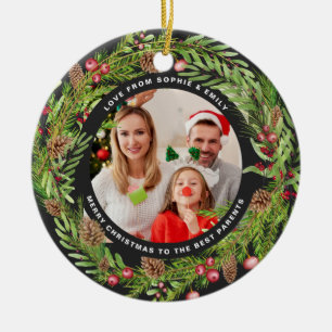 Familienkreuzkranz Foto Weihnachtsschwarz Keramik Ornament