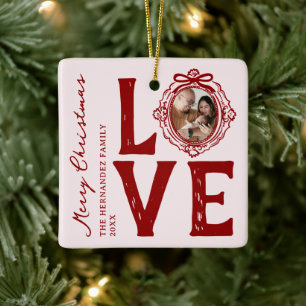 Familienliebe-Doodle-Foto-Weihnachten Keramikornament