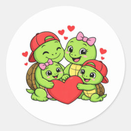 Familienliebe Herz Runder Aufkleber