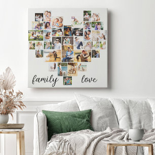 Familienliebe Herzförmige 36 Foto Collage Leinwand