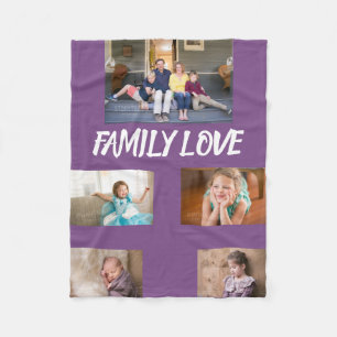 Familienliebe Lila Foto-Collage Fleecedecke