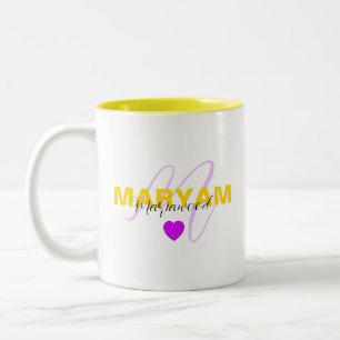 Familienliebe-Tasse mit Namen & moderner Initiale  Zweifarbige Tasse