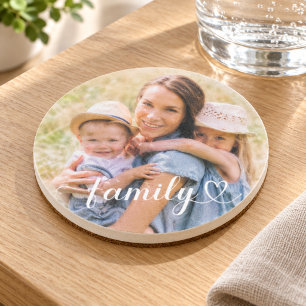 Familienliebe White Schrift Custom Foto Getränkeuntersetzer