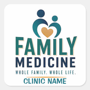 Familienmedizin Gesundheitsdesign Quadratischer Aufkleber