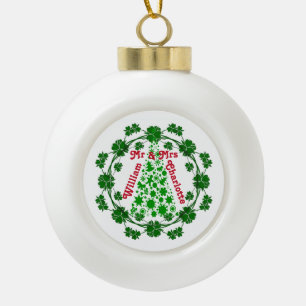 Familienmitglied Personalisiert XmasTree Grüner Kr Keramik Kugel-Ornament