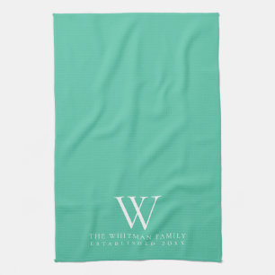 Familienmonogramm Elegante Aqua-Küche Geschirrtuch
