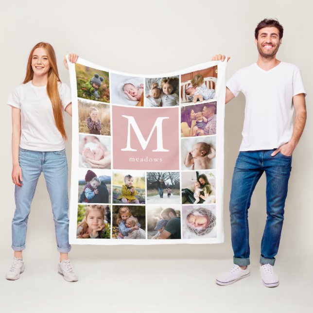 Familienmonogramm-Foto Fleecedecke (Beispiel)