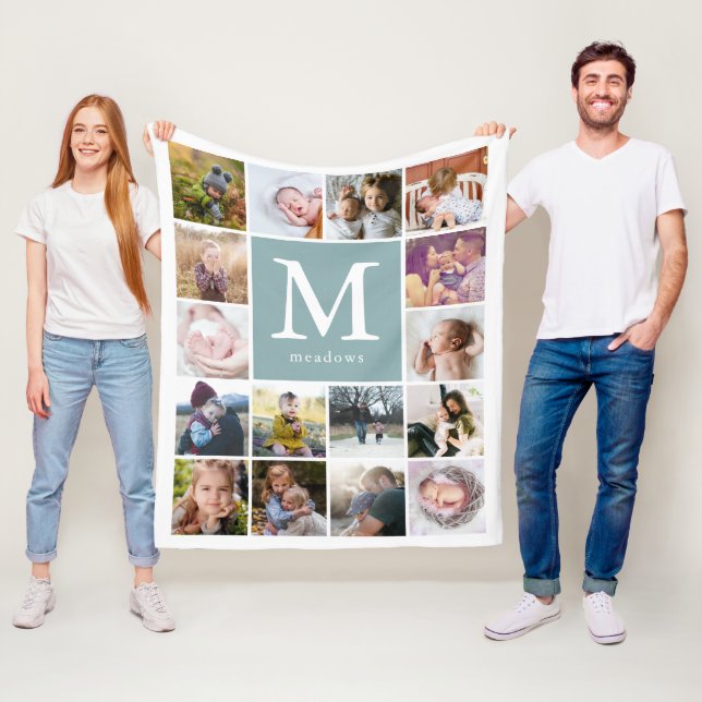 Familienmonogramm-Foto Fleecedecke (Beispiel)