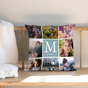 Familienmonogramm-Foto Kissen
