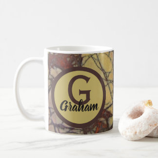 Familienmonogramm Gelbes Marmormuster Anfangsbuchs Kaffeetasse