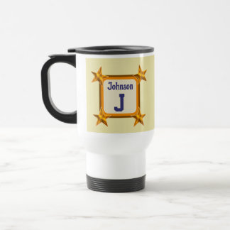 Familienmonogramm Goldener Stern Nachname Initiale Reisebecher