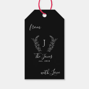 Familienmonogramm Name personalisiert elegant Geschenkanhänger