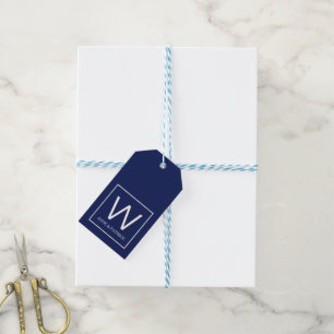 Familienmonogramm Paar Namen blau   Geschenkanhänger
